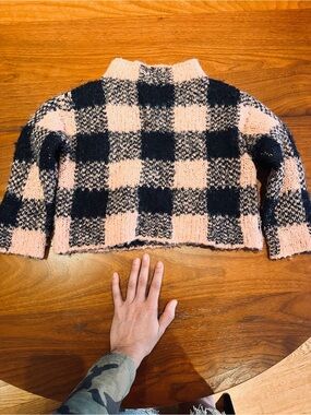 Misha And Puff Pink and Black Buffalo-Check Knit Sweater